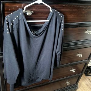 New long sleeve studded black long tall sally blouse.